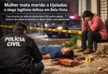 Mulher mata marido a tijoladas e alega legítima defesa em Bela Vista