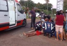 Adolescente fica ferido após colisão entre motocicleta e carro na MS-450, em Camisão