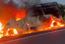 Ambulância de Aquidauana é destruída por incêndio na BR-262