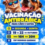Anastácio realiza vacinação antirrábica para cães e gatos de 19 a 22 de outubro